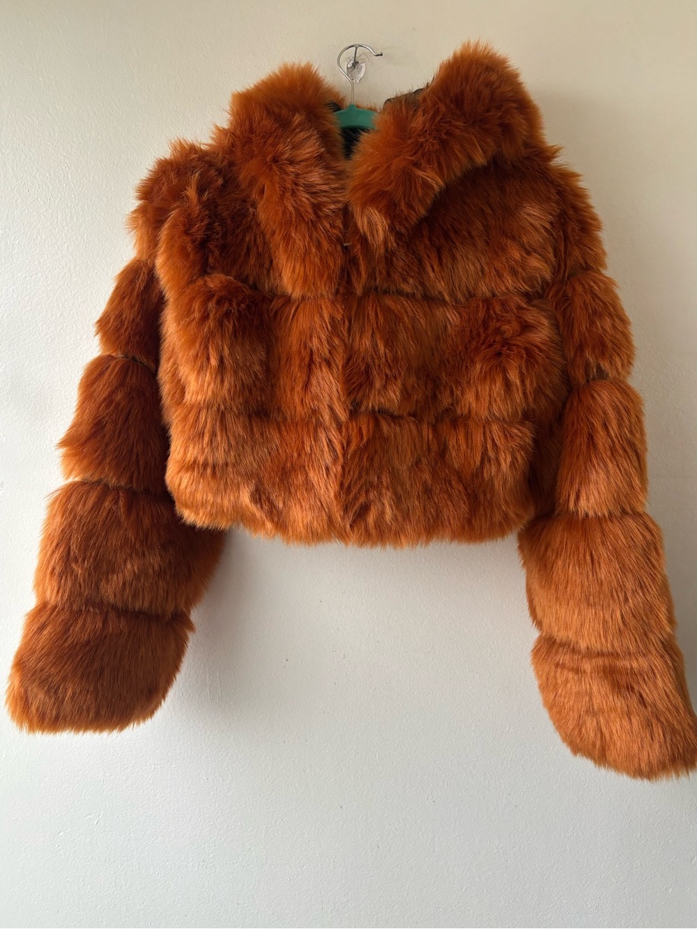 Faux Fur Cropped Jacket - Burnt Orange